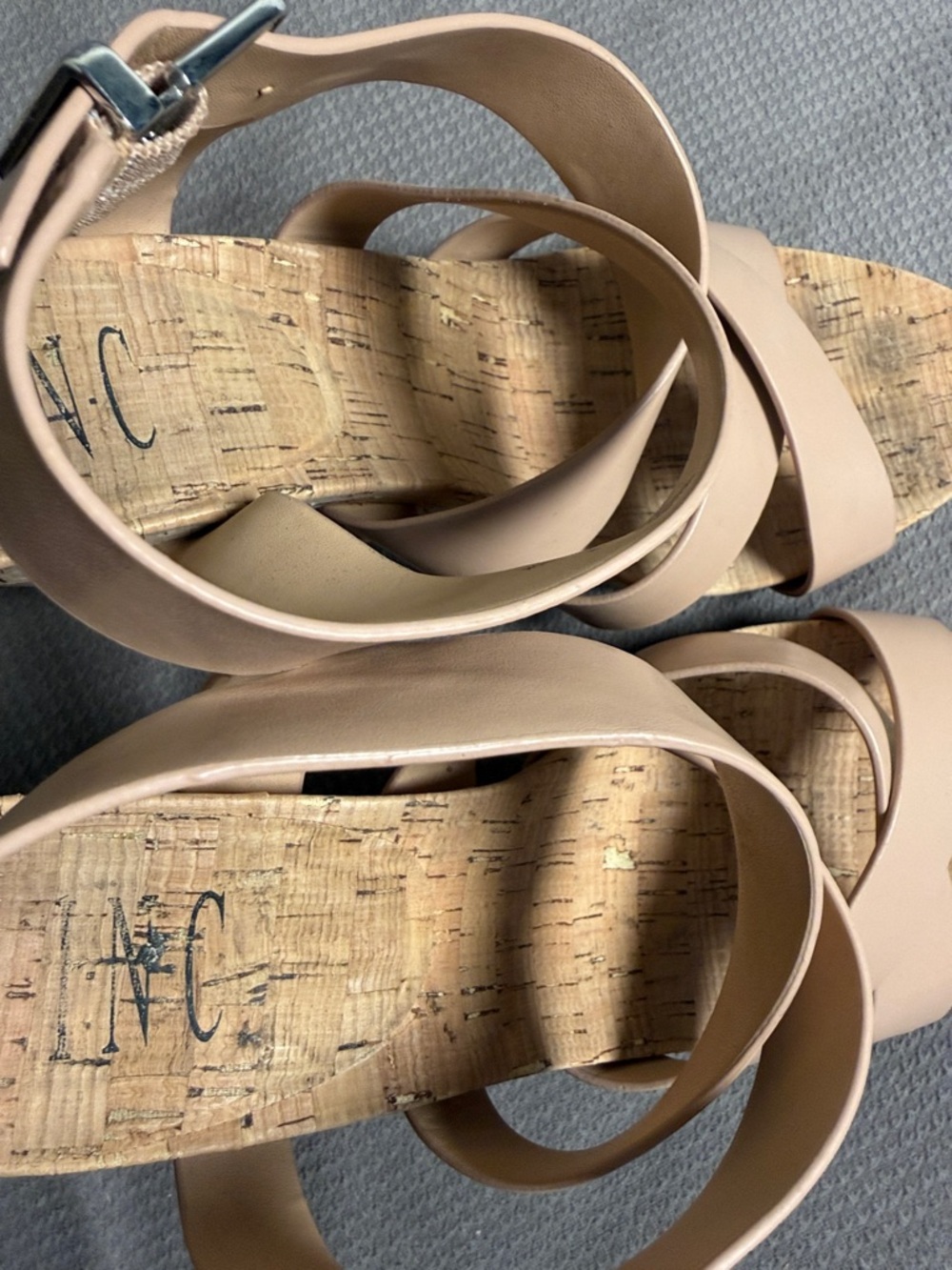 INC International Concepts Beige Cork Wedge Sandals - Picture 8 of 10